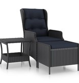VidaXL 2-delige Loungeset met kussens poly rattan donkergrijs