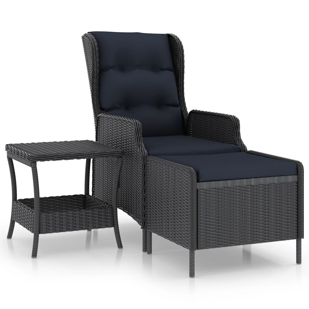 VidaXL 2-delige Loungeset met kussens poly rattan donkergrijs
