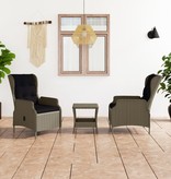 VidaXL 3-delige Loungeset met kussens poly rattan bruin