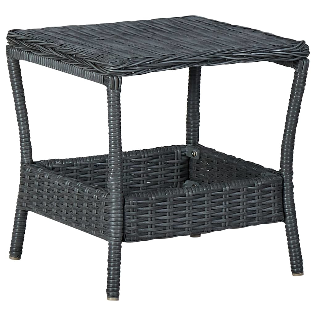 VidaXL 3-delige Loungeset met kussens poly rattan donkergrijs