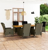 VidaXL 7-delige Tuinset met kussens poly rattan bruin