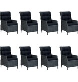 VidaXL 9-delige Tuinset met kussens poly rattan donkergrijs