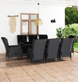 VidaXL 9-delige Tuinset met kussens poly rattan donkergrijs