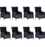 VidaXL 9-delige Tuinset met kussens poly rattan donkergrijs