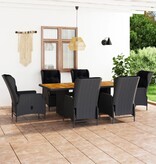 VidaXL 7-delige Tuinset met kussens poly rattan donkergrijs