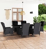VidaXL 7-delige Tuinset met kussens poly rattan donkergrijs