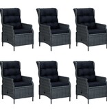 VidaXL 7-delige Tuinset met kussens poly rattan donkergrijs