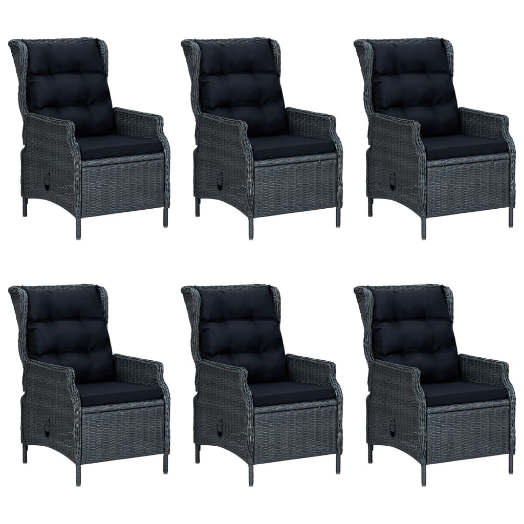 VidaXL 7-delige Tuinset met kussens poly rattan donkergrijs