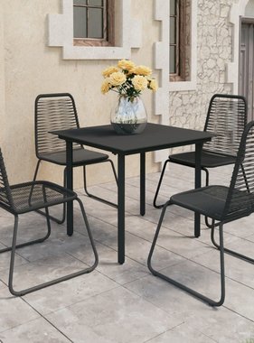 VidaXL 5-delige Tuinset PVC-rattan zwart