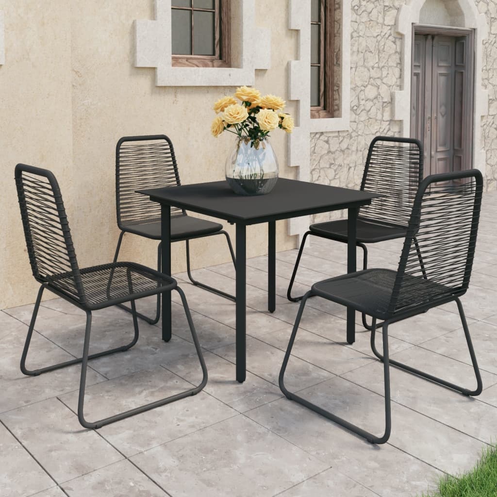VidaXL 5-delige Tuinset PVC-rattan zwart