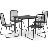 VidaXL 5-delige Tuinset PVC-rattan zwart