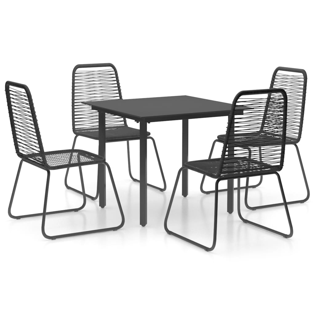 VidaXL 5-delige Tuinset PVC-rattan zwart