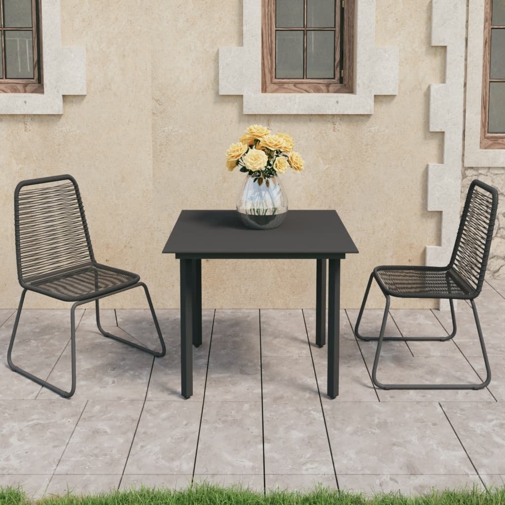 VidaXL 3-delige Tuinset PVC-rattan zwart