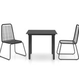 VidaXL 3-delige Tuinset PVC-rattan zwart