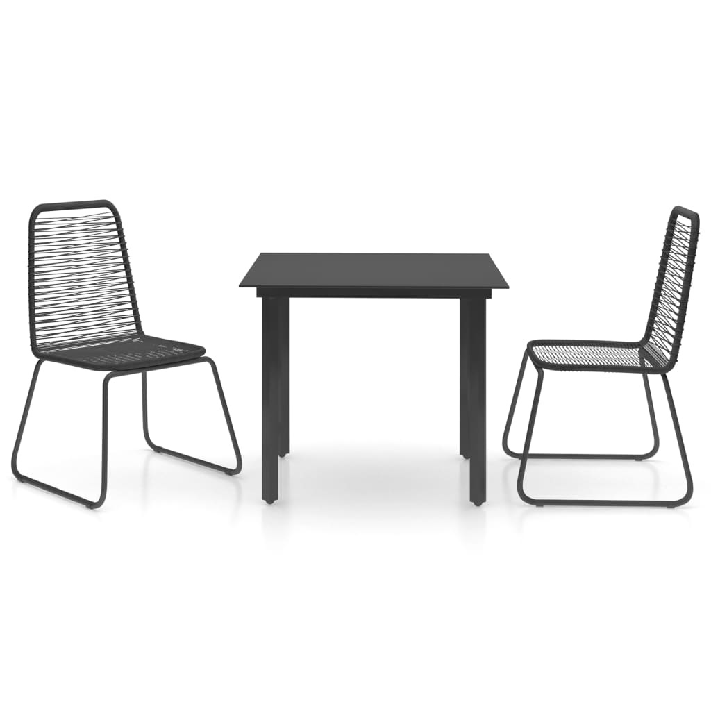 VidaXL 3-delige Tuinset PVC-rattan zwart