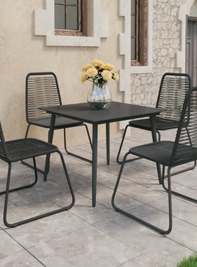 VidaXL 5-delige Tuinset PVC-rattan zwart