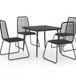 VidaXL 5-delige Tuinset PVC-rattan zwart