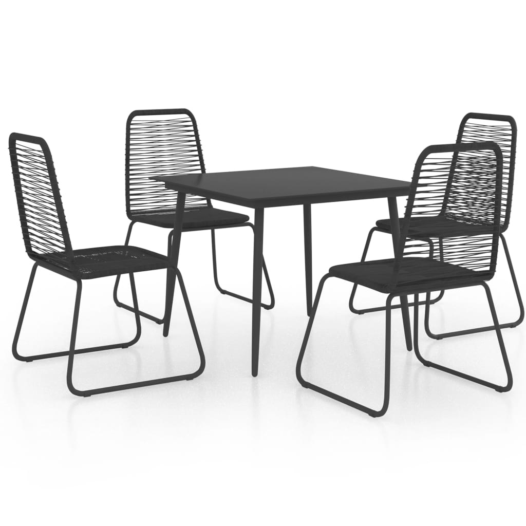 VidaXL 5-delige Tuinset PVC-rattan zwart
