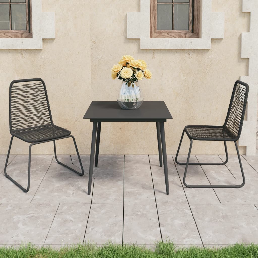 VidaXL 3-delige Tuinset PVC-rattan zwart
