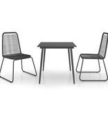 VidaXL 3-delige Tuinset PVC-rattan zwart