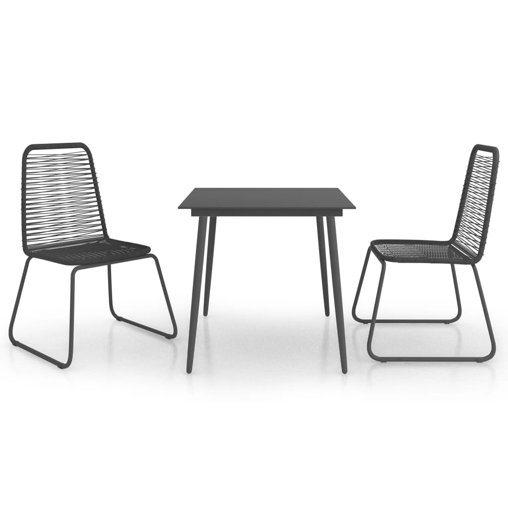 VidaXL 3-delige Tuinset PVC-rattan zwart