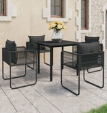 VidaXL 5-delige Tuinset PVC-rattan zwart