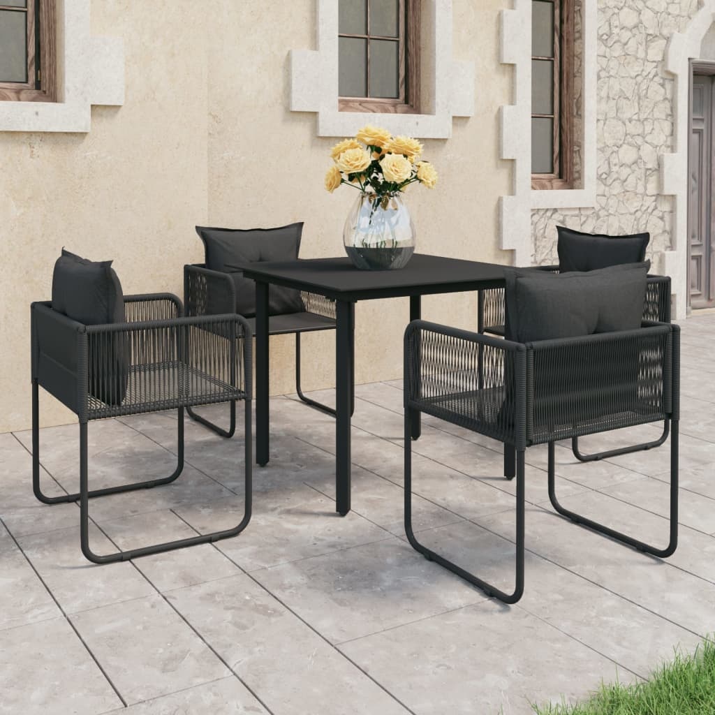VidaXL 5-delige Tuinset PVC-rattan zwart