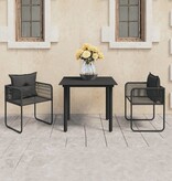 VidaXL 3-delige Tuinset PVC-rattan zwart