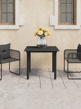 VidaXL 3-delige Tuinset PVC-rattan zwart