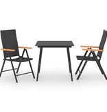VidaXL 3-delige Tuinset zwart en bruin