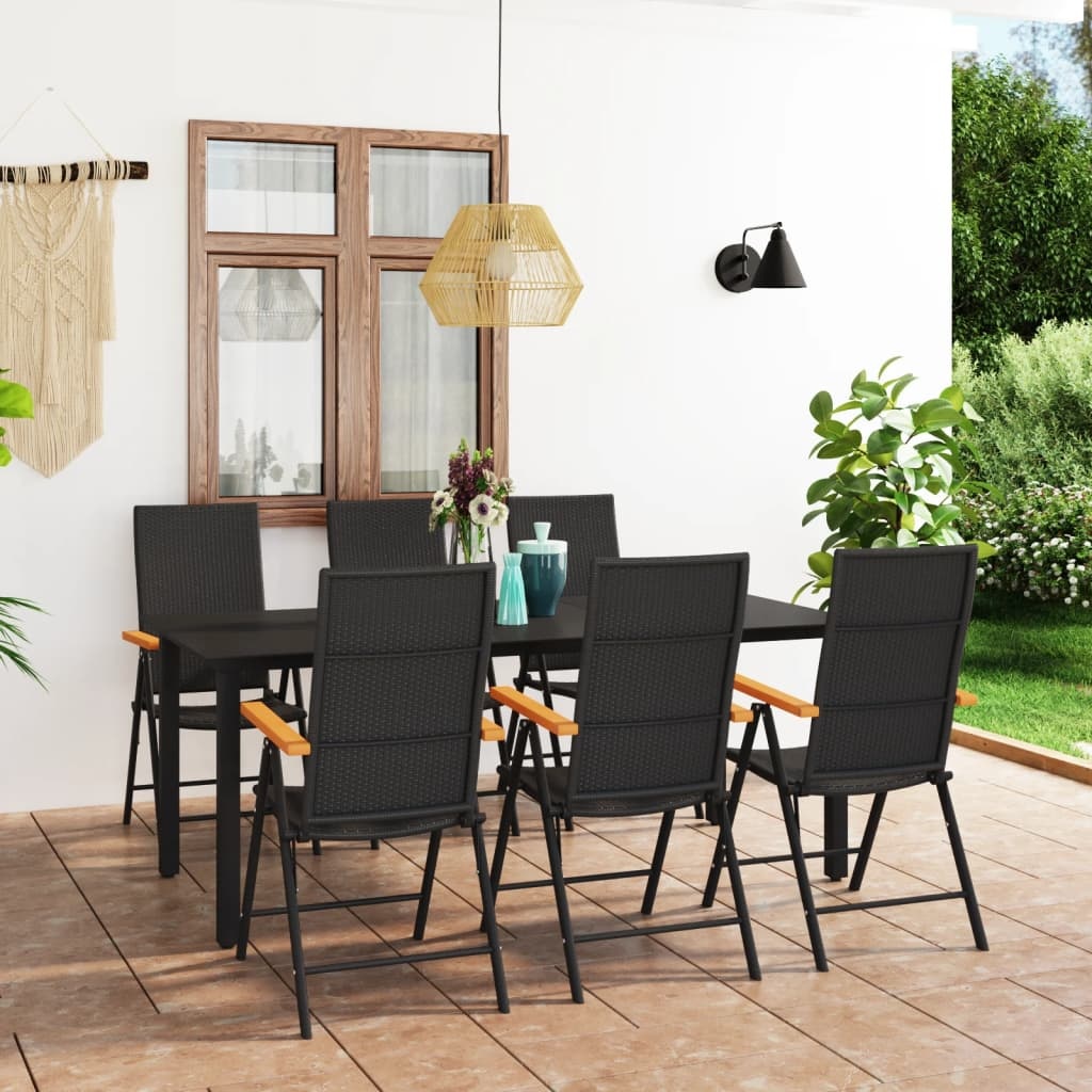 VidaXL 7-delige Tuinset zwart en bruin