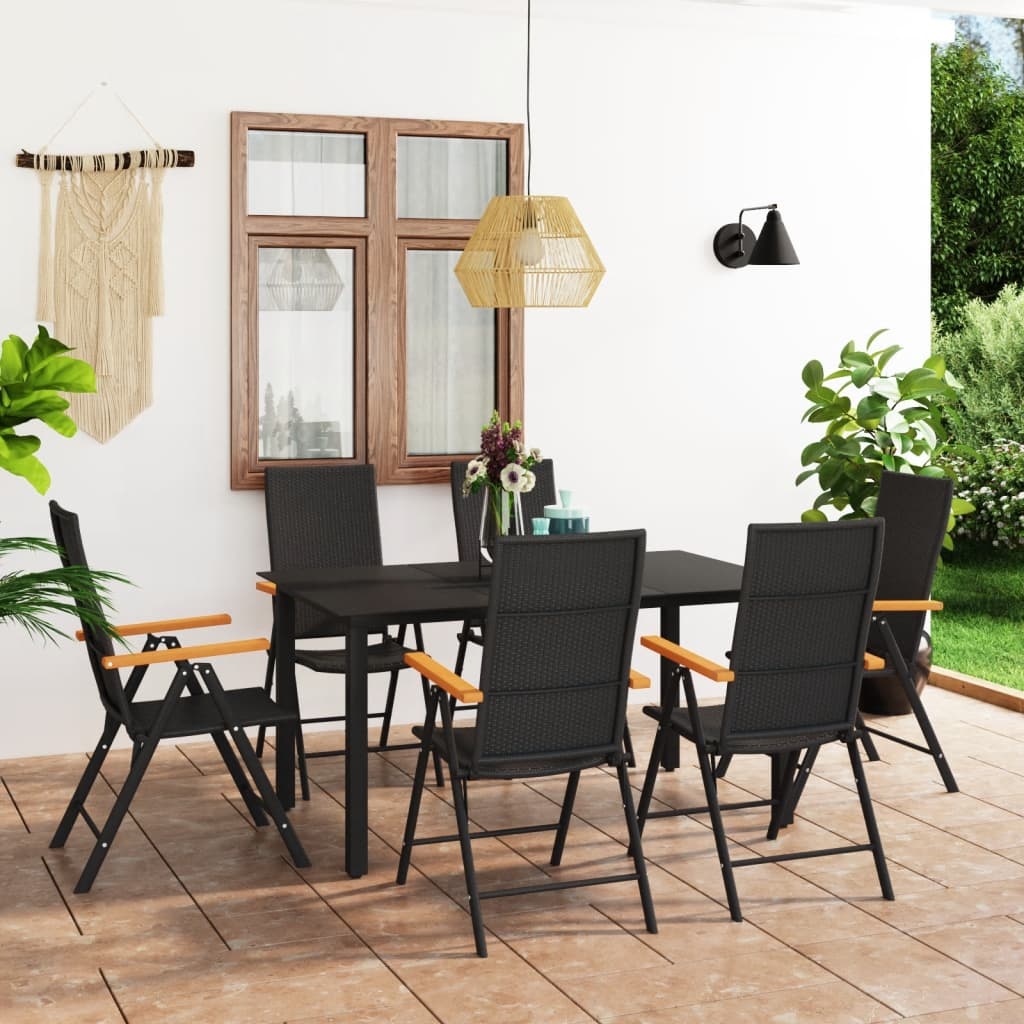 VidaXL 7-delige Tuinset zwart en bruin