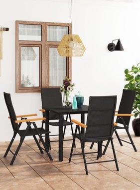 VidaXL 5-delige Tuinset zwart en bruin