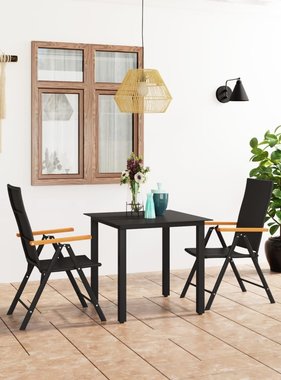 VidaXL 3-delige Tuinset zwart en bruin