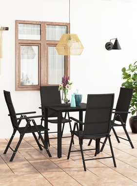 VidaXL 5-delige Tuinset zwart