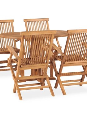 VidaXL 5-delige Tuinset inklapbaar massief teakhout