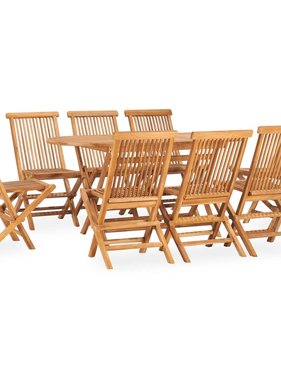 VidaXL 9-delige Tuinset inklapbaar massief teakhout