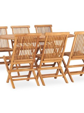 VidaXL 7-delige Tuinset inklapbaar massief teakhout
