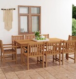 VidaXL 9-delige Tuinset massief teakhout