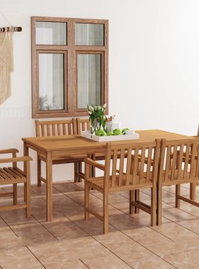 VidaXL 7-delige Tuinset massief teakhout