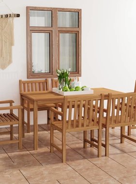 VidaXL 7-delige Tuinset massief teakhout