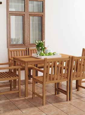 VidaXL 7-delige Tuinset massief teakhout