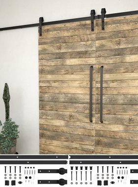 VidaXL Hardwaresets voor schuifdeuren 2 st 200 cm staal zwart