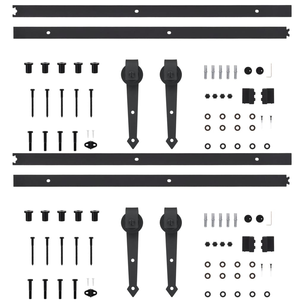 vidaXL Hardwaresets voor schuifdeuren 2 st 200 cm staal zwart