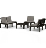 VidaXL 4-delige Loungeset met kussens kunststof grijs