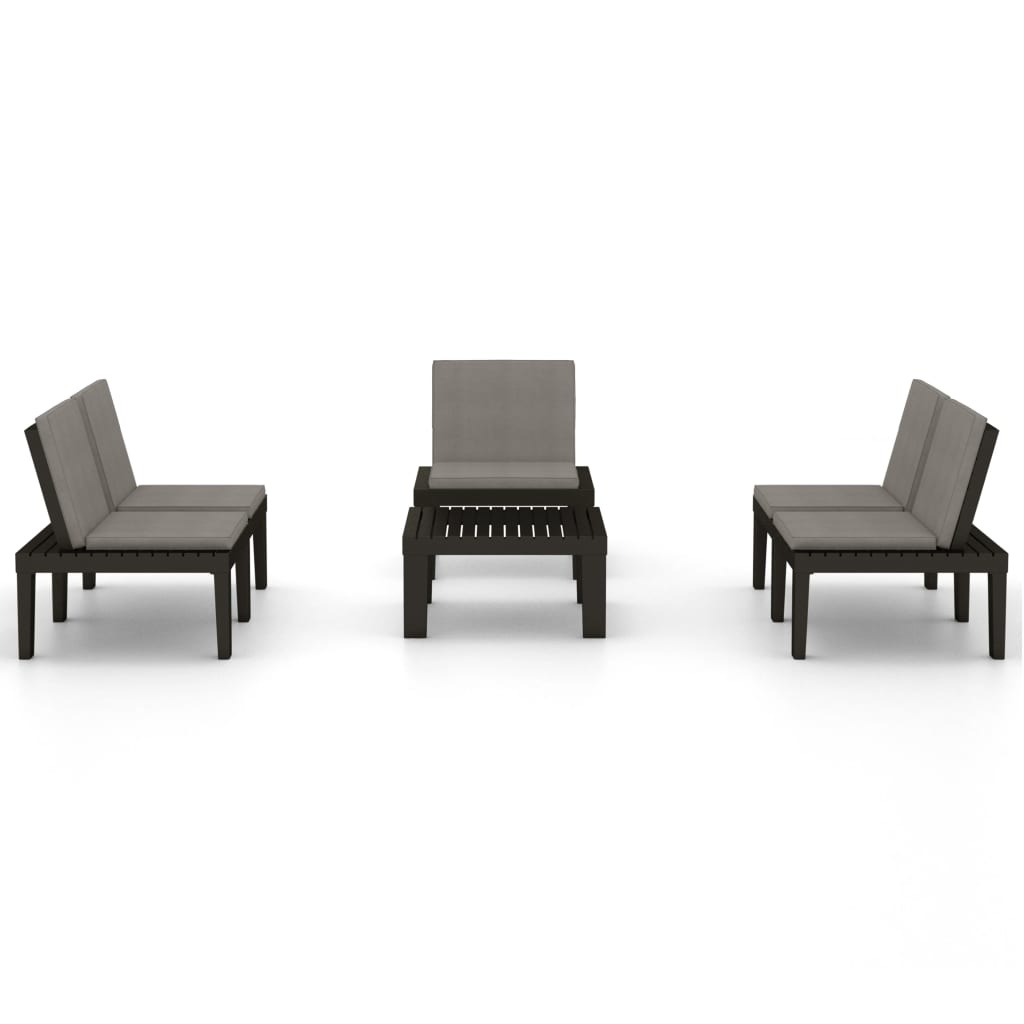 VidaXL 4-delige Loungeset met kussens kunststof grijs