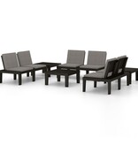 VidaXL 6-delige Loungeset met kussens kunststof grijs
