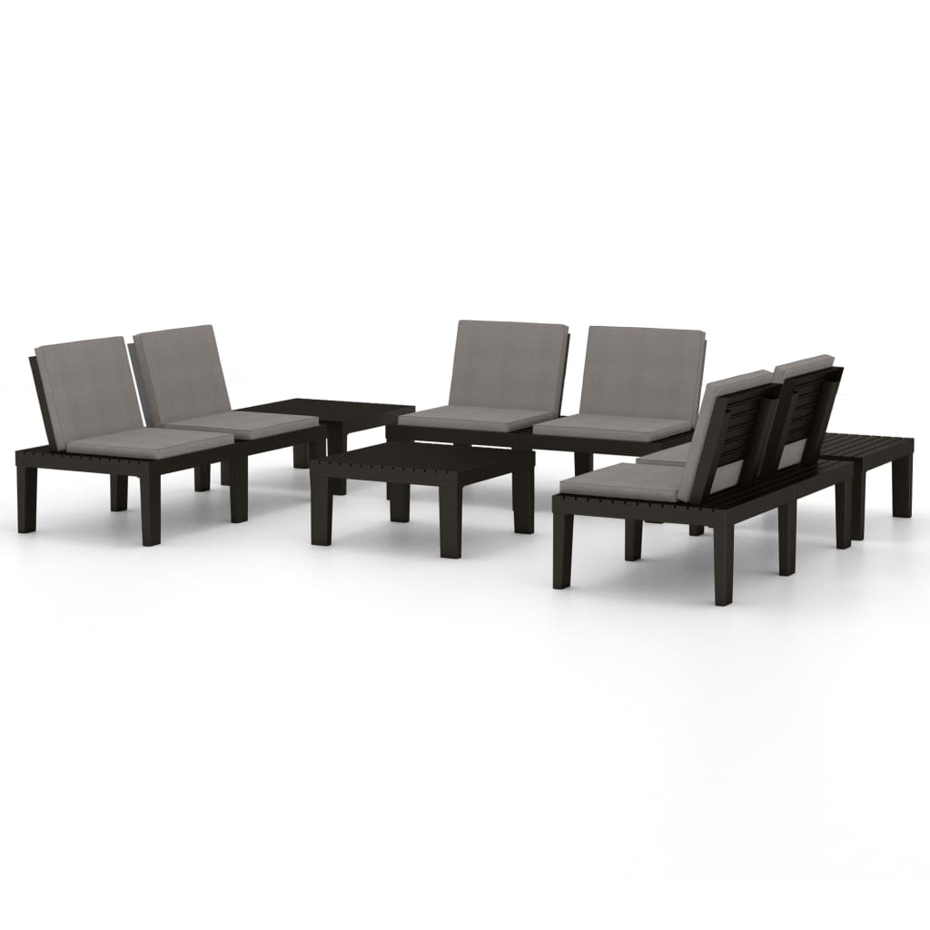 VidaXL 6-delige Loungeset met kussens kunststof grijs