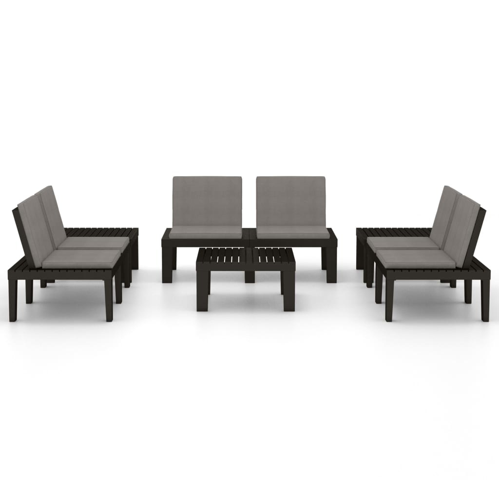 VidaXL 6-delige Loungeset met kussens kunststof grijs