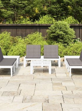 VidaXL 6-delige Loungeset met kussens kunststof wit